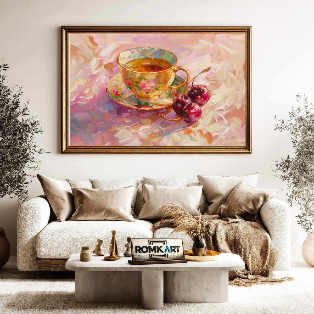 Teacup and Cherry Still Life Oil Painting - image 5