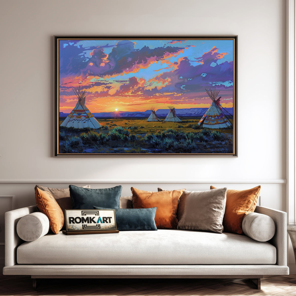 Teepees Native American Oil Painting - image 4