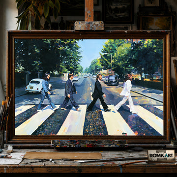 The Beatles Walking Abbey Road hand-painted oil painting on canvas