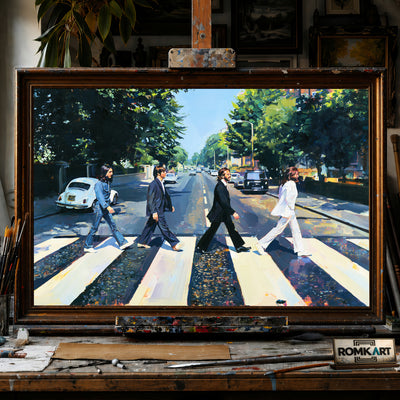 The Beatles Walking Abbey Road hand-painted oil painting on canvas