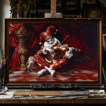 The Clown Play Violin hand-painted oil painting on canvas