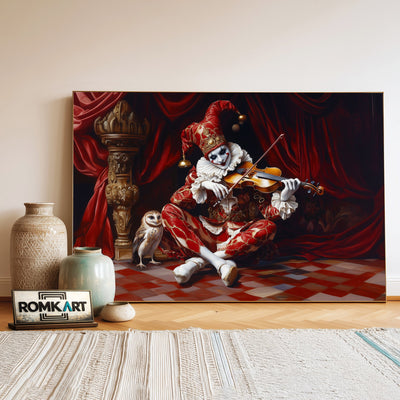 The Clown Play Violin Music Oil Painting - image 3