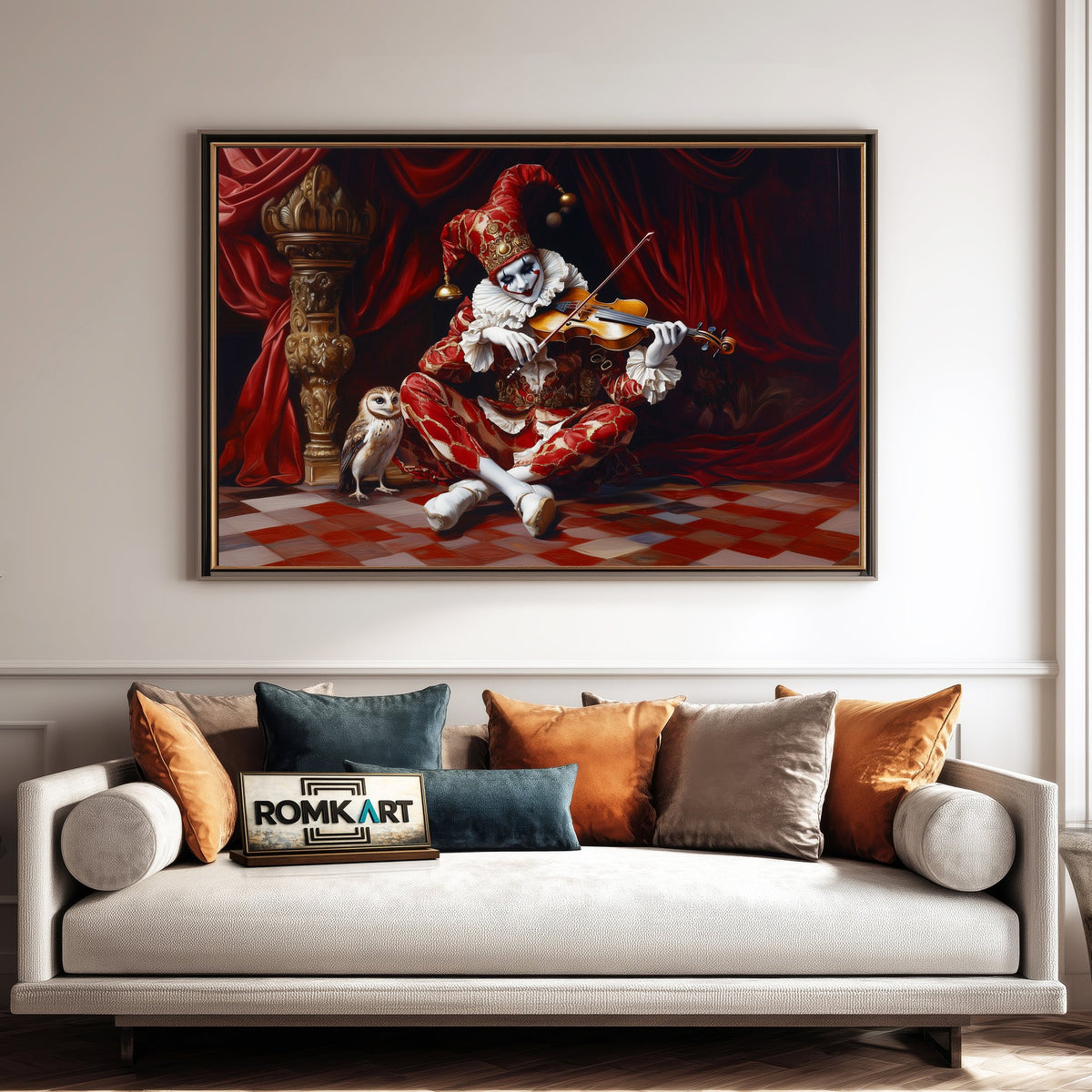 The Clown Play Violin Music Oil Painting - image 4
