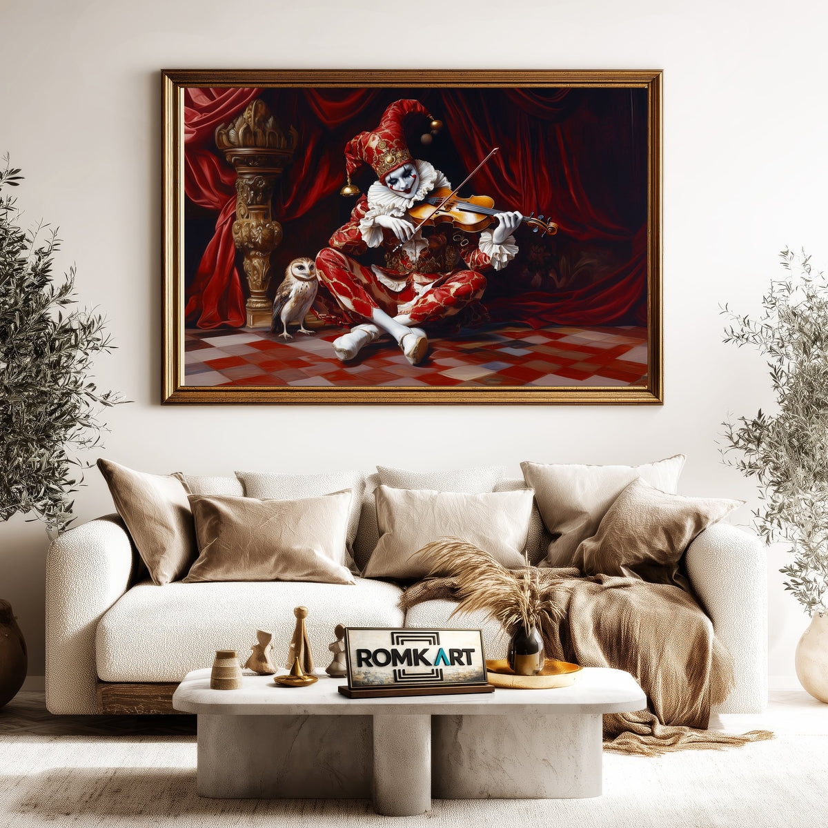 The Clown Play Violin Music Oil Painting - image 5