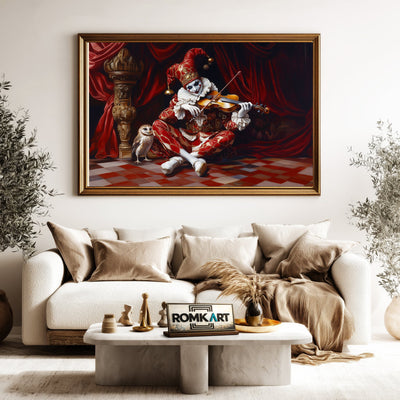 The Clown Play Violin Music Oil Painting - image 5