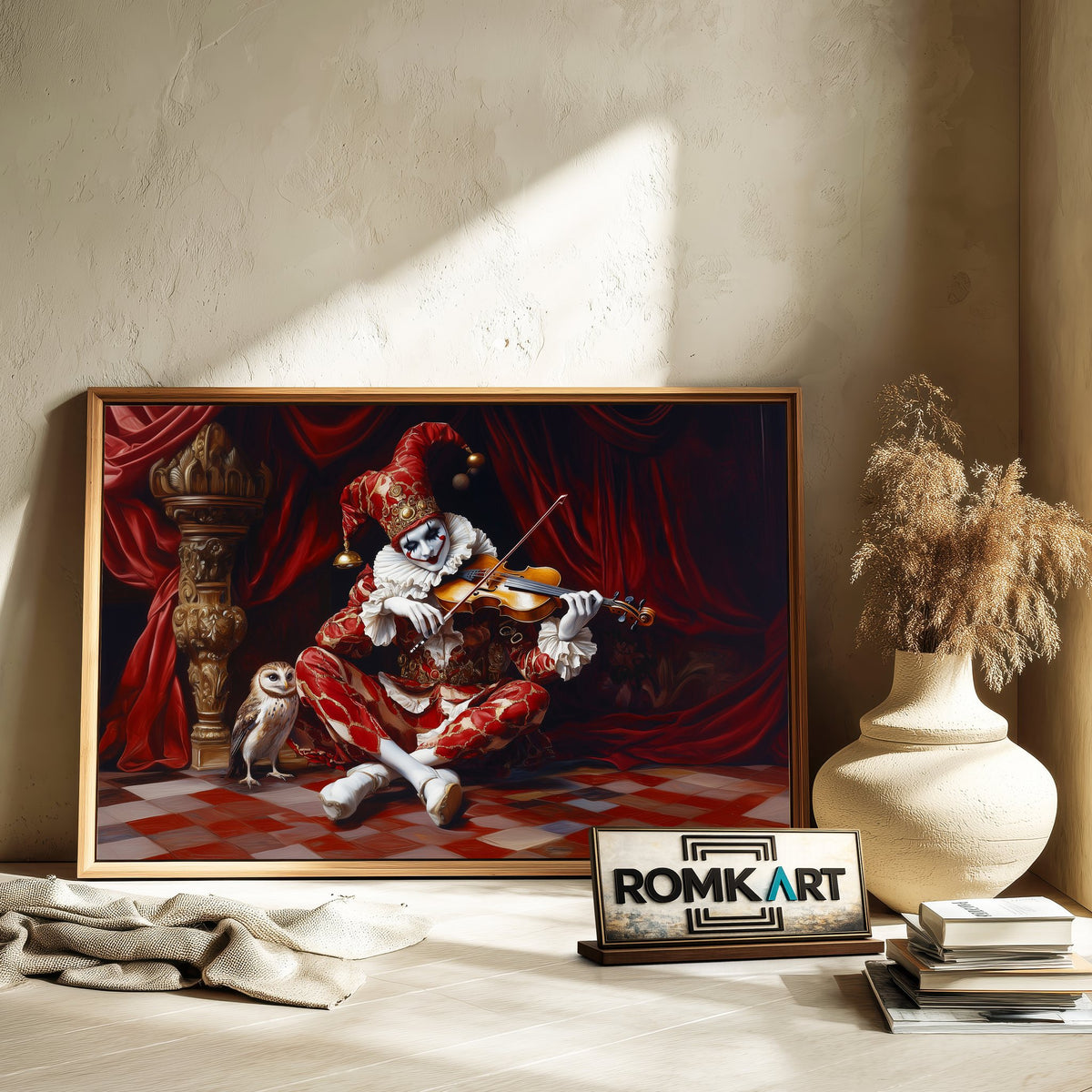 The Clown Play Violin Music Oil Painting - image 6