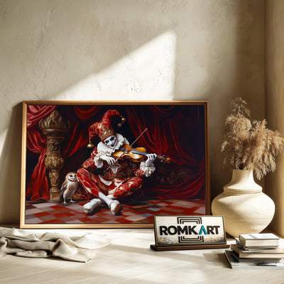 The Clown Play Violin Music Oil Painting - image 6