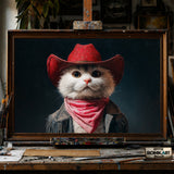 The Cowboy Cat - Hand-Painted Oil Painting - View 1