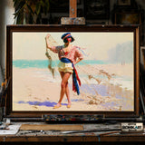 The fisher Girl - Hand-Painted Oil Painting - View 1