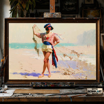 The fisher Girl - Hand-Painted Oil Painting - View 1