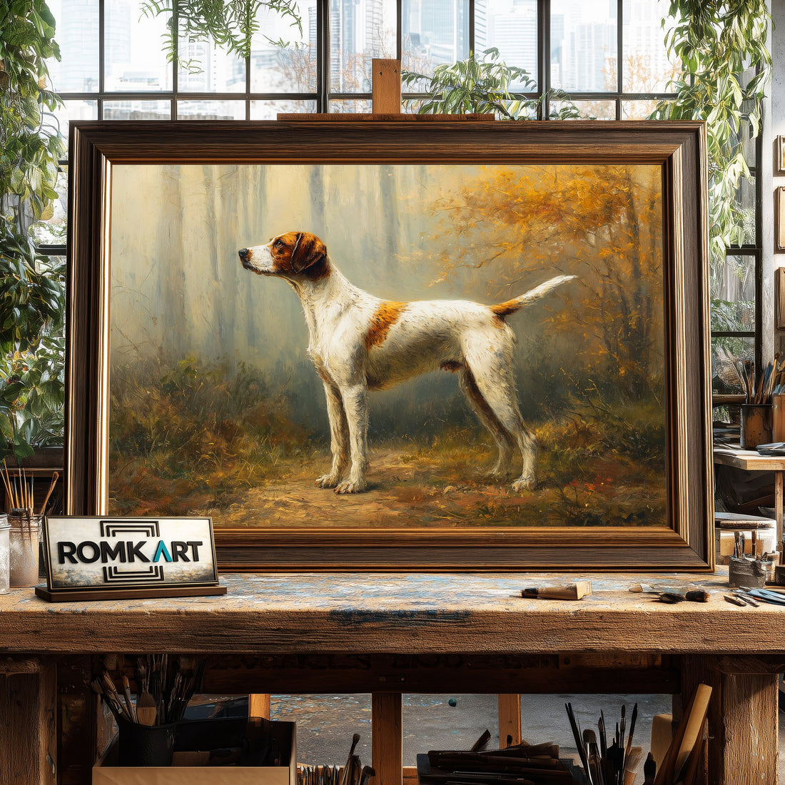 The Hunting Dog - Hand-Painted Oil Painting - View 1