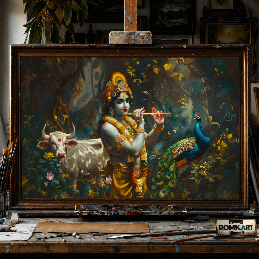 The Krishna hand-painted oil painting on canvas