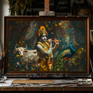 The Krishna hand-painted oil painting on canvas