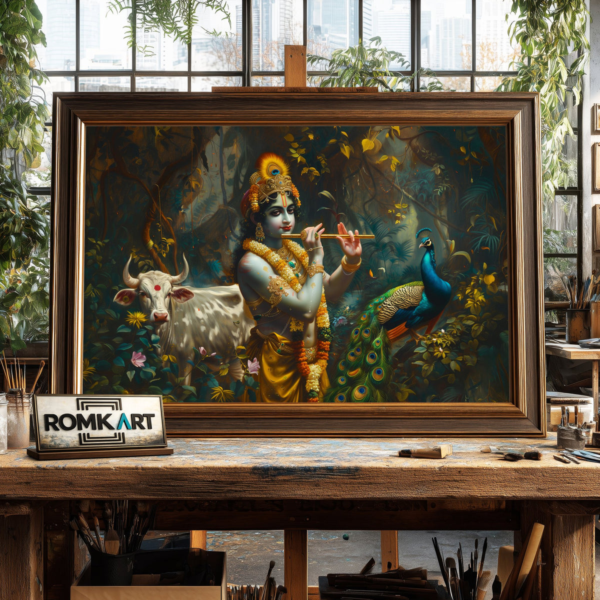 The Krishna Hindu Oil Painting - image 2