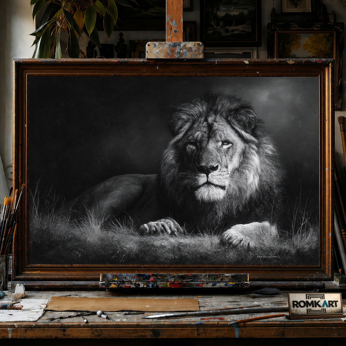 The Lion - Hand-Painted Oil Painting - View 1