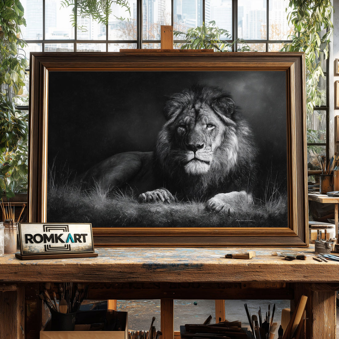 The Lion - Hand-Painted Oil Painting - View 1
