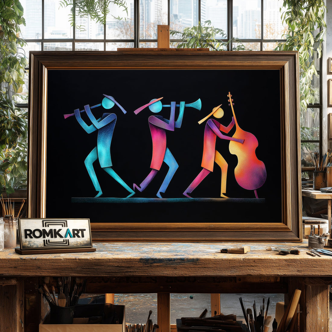 The Music Band - Hand-Painted Oil Painting - View 1