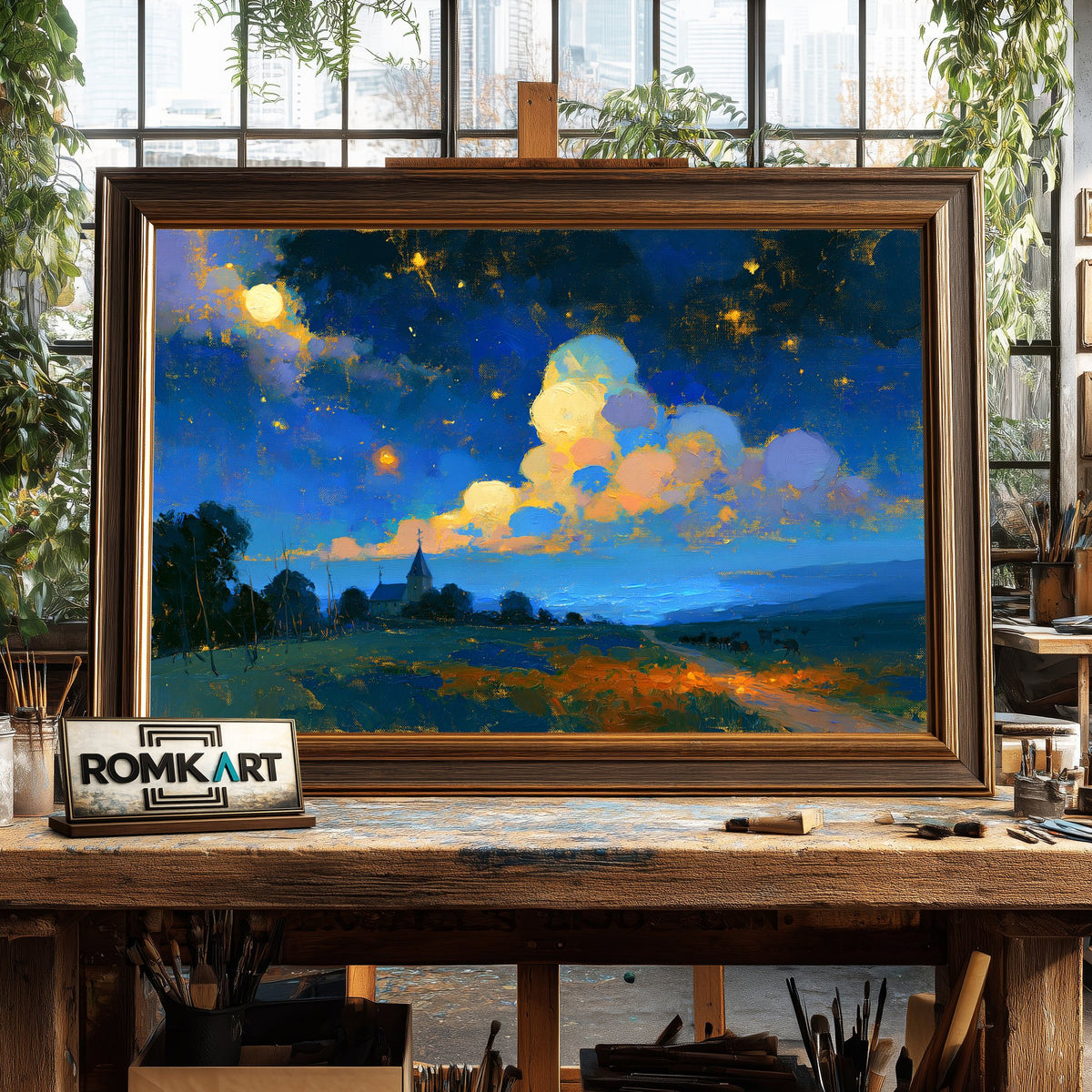 The New Starry Night Landscape Oil Painting - image 2