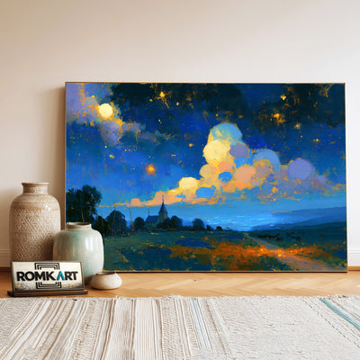 The New Starry Night Landscape Oil Painting - image 3