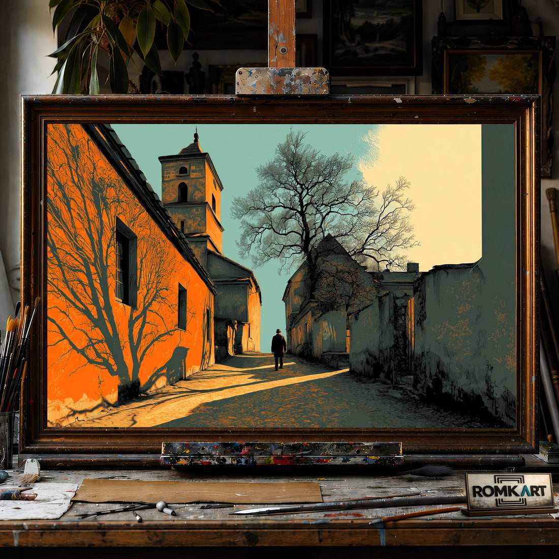The Old Town - Hand-Painted Oil Painting - View 1