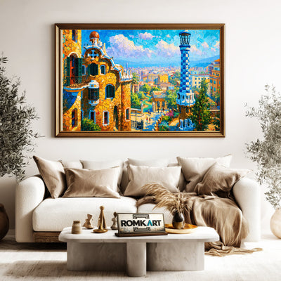 The Park Güell Cityscape Oil Painting - image 5