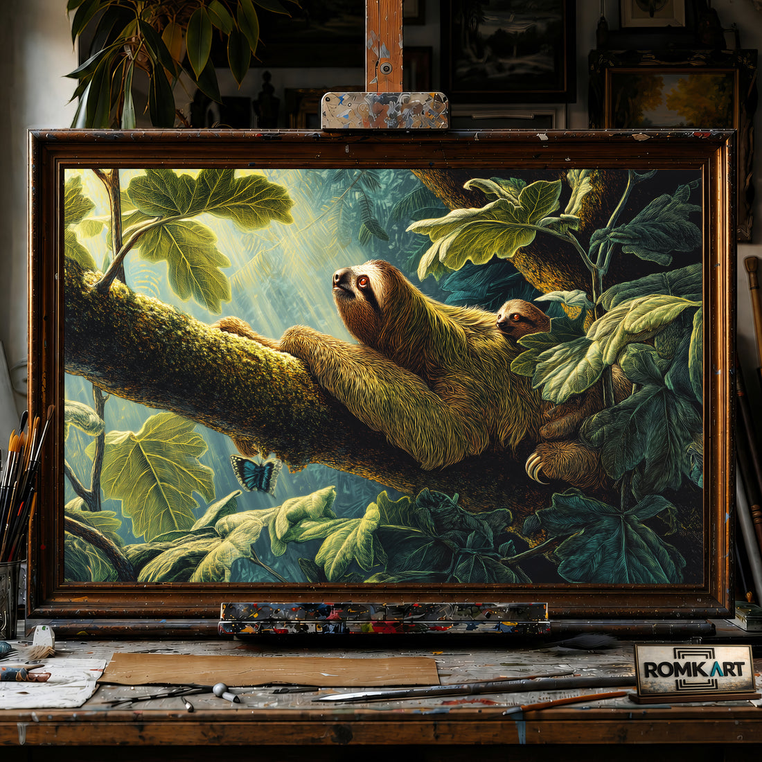 The Sloth Mother hand-painted oil painting on canvas