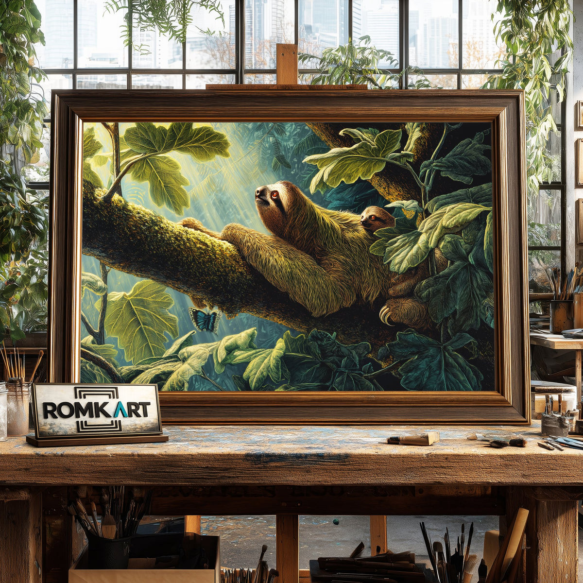 The Sloth Mother Wildlife Oil Painting - image 2