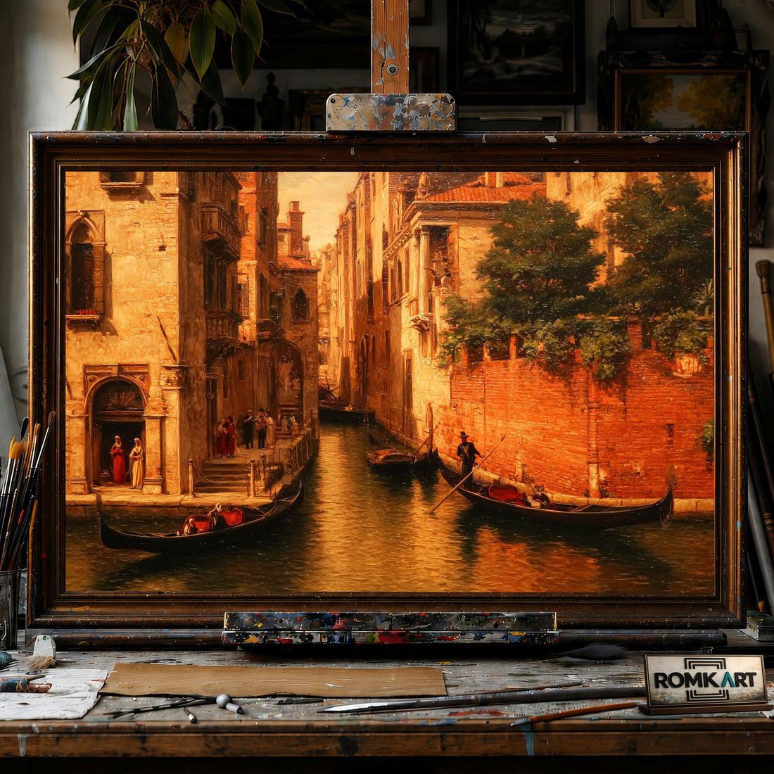 The Venetian Canal - Hand-Painted Oil Painting - View 1