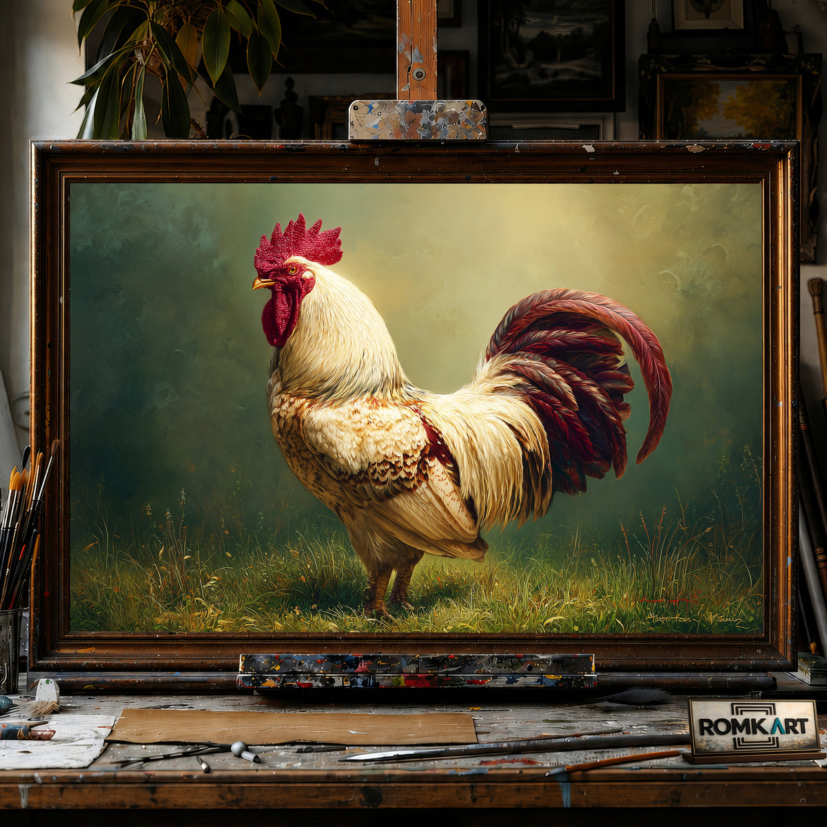 The White Rooster hand-painted oil painting on canvas