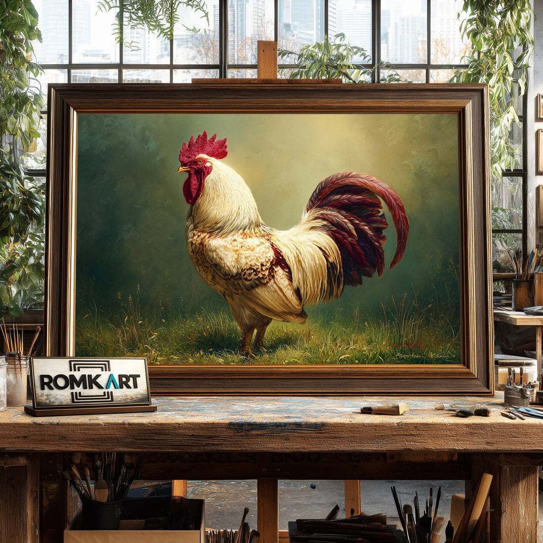The White Rooster hand-painted oil painting on canvas
