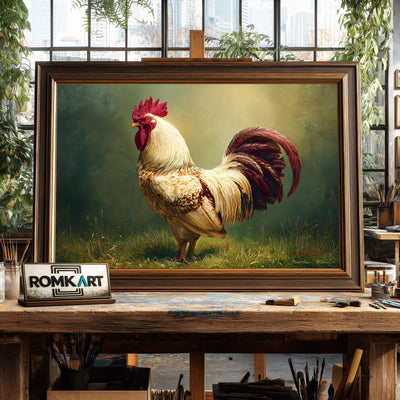The White Rooster Farm Animal Oil Painting - image 2