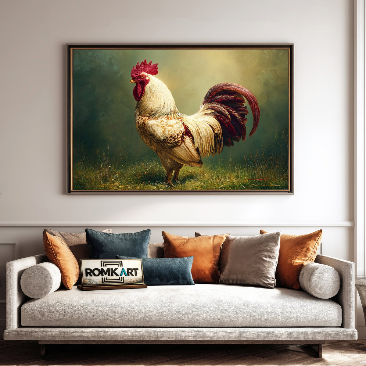 The White Rooster Farm Animal Oil Painting - image 4