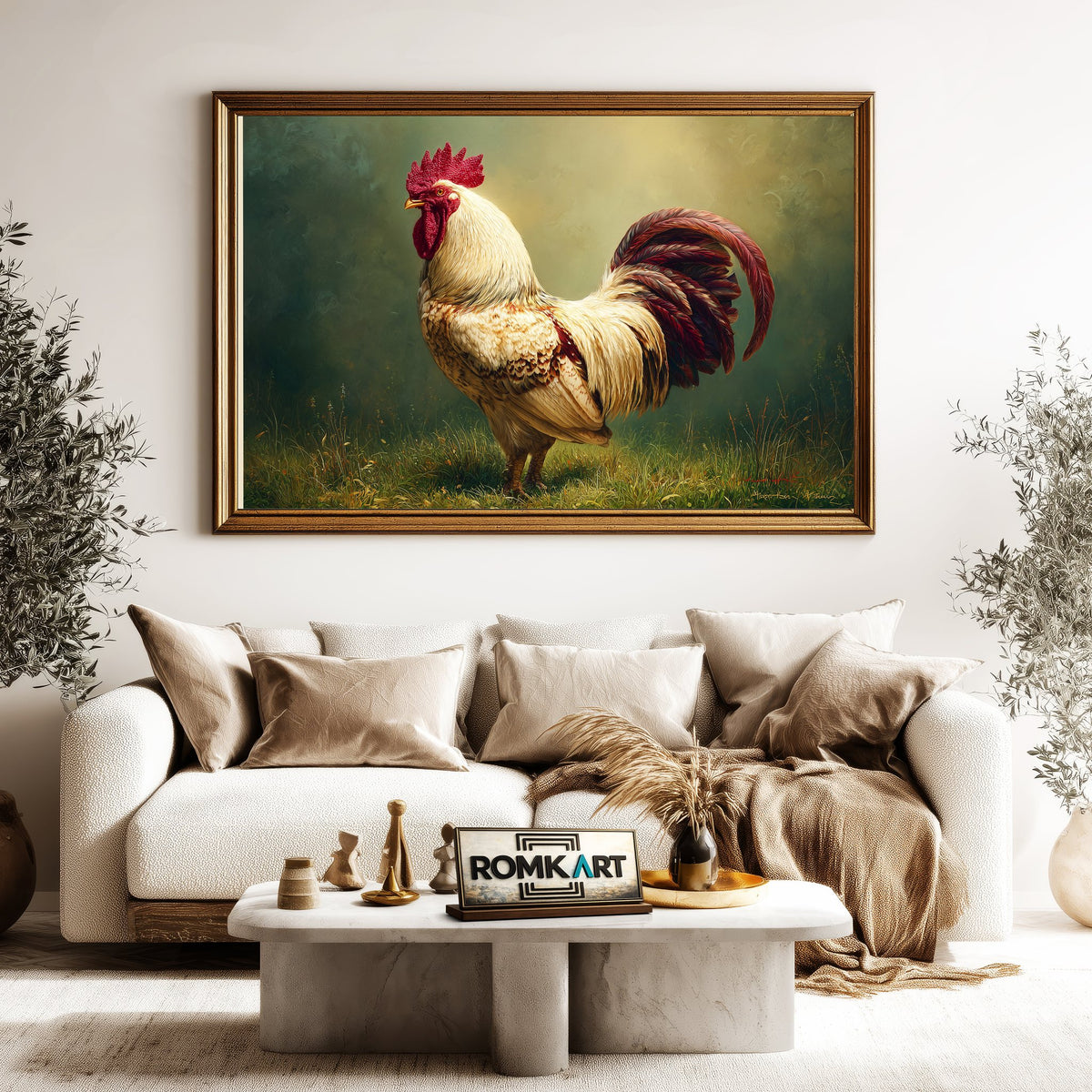 The White Rooster Farm Animal Oil Painting - image 5
