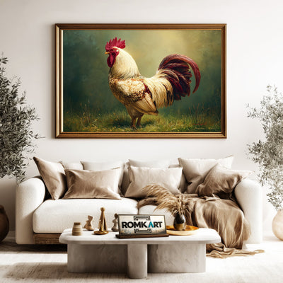 The White Rooster Farm Animal Oil Painting - image 5