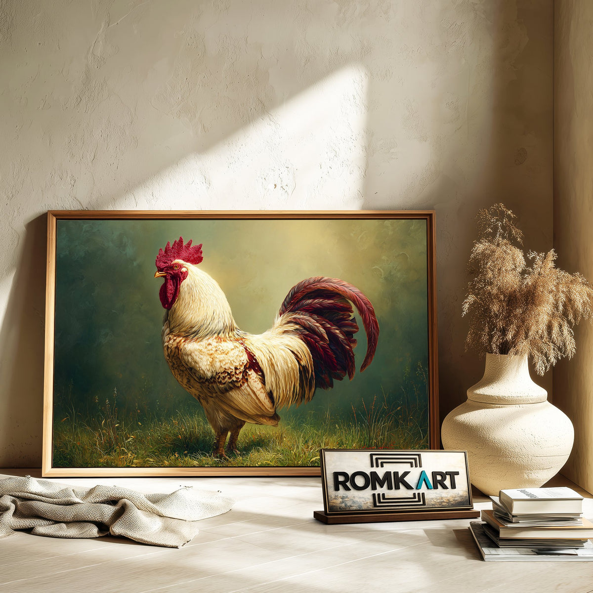 The White Rooster Farm Animal Oil Painting - image 6