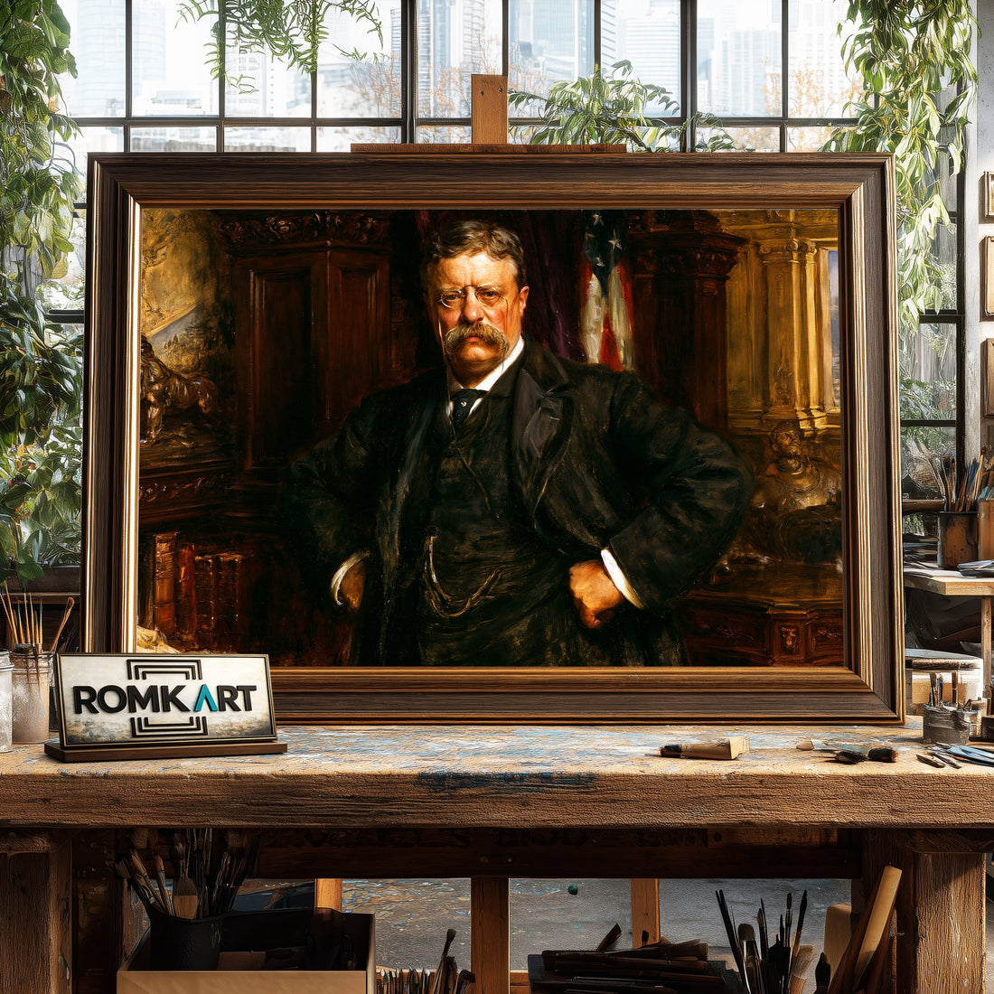 Theodore Roosevelt hand-painted oil painting on canvas