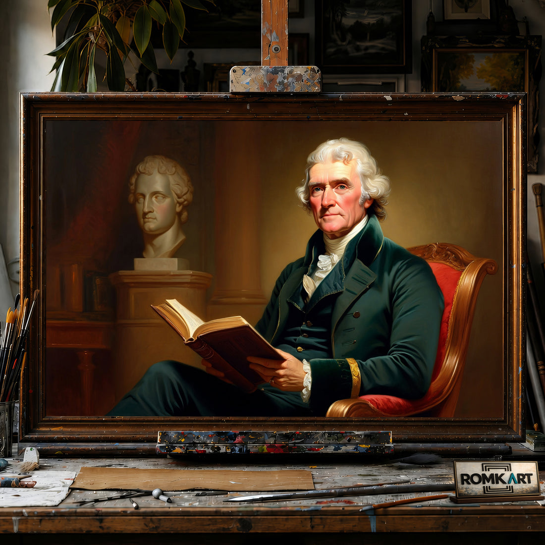 Thomas Jefferson hand-painted oil painting on canvas