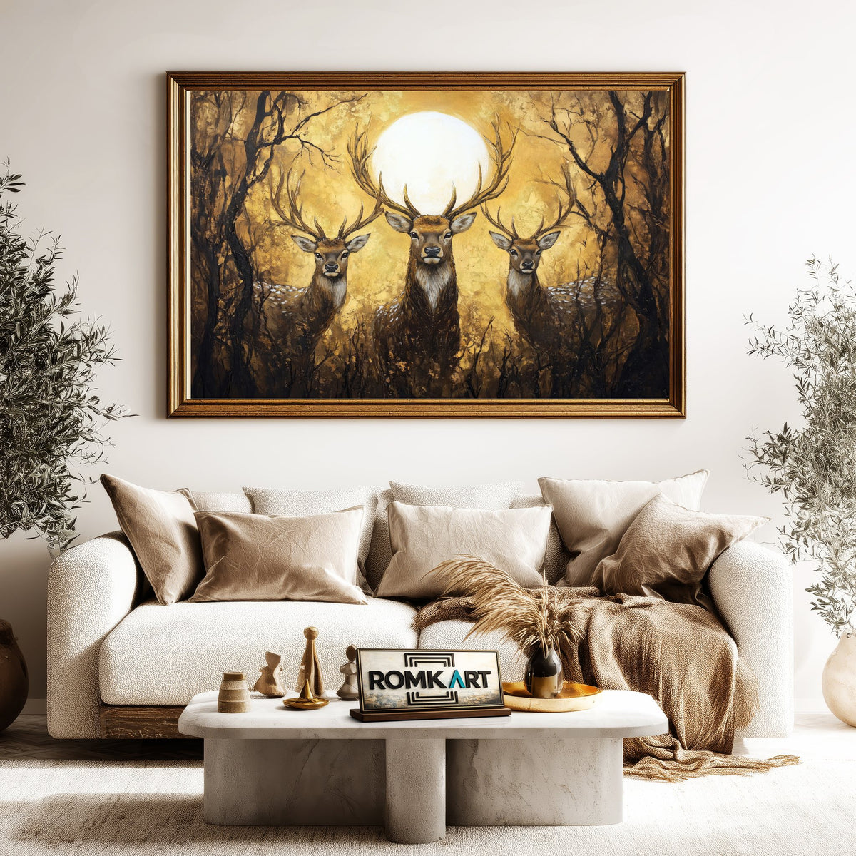 Three Majestic Deer Wildlife Oil Painting - image 5