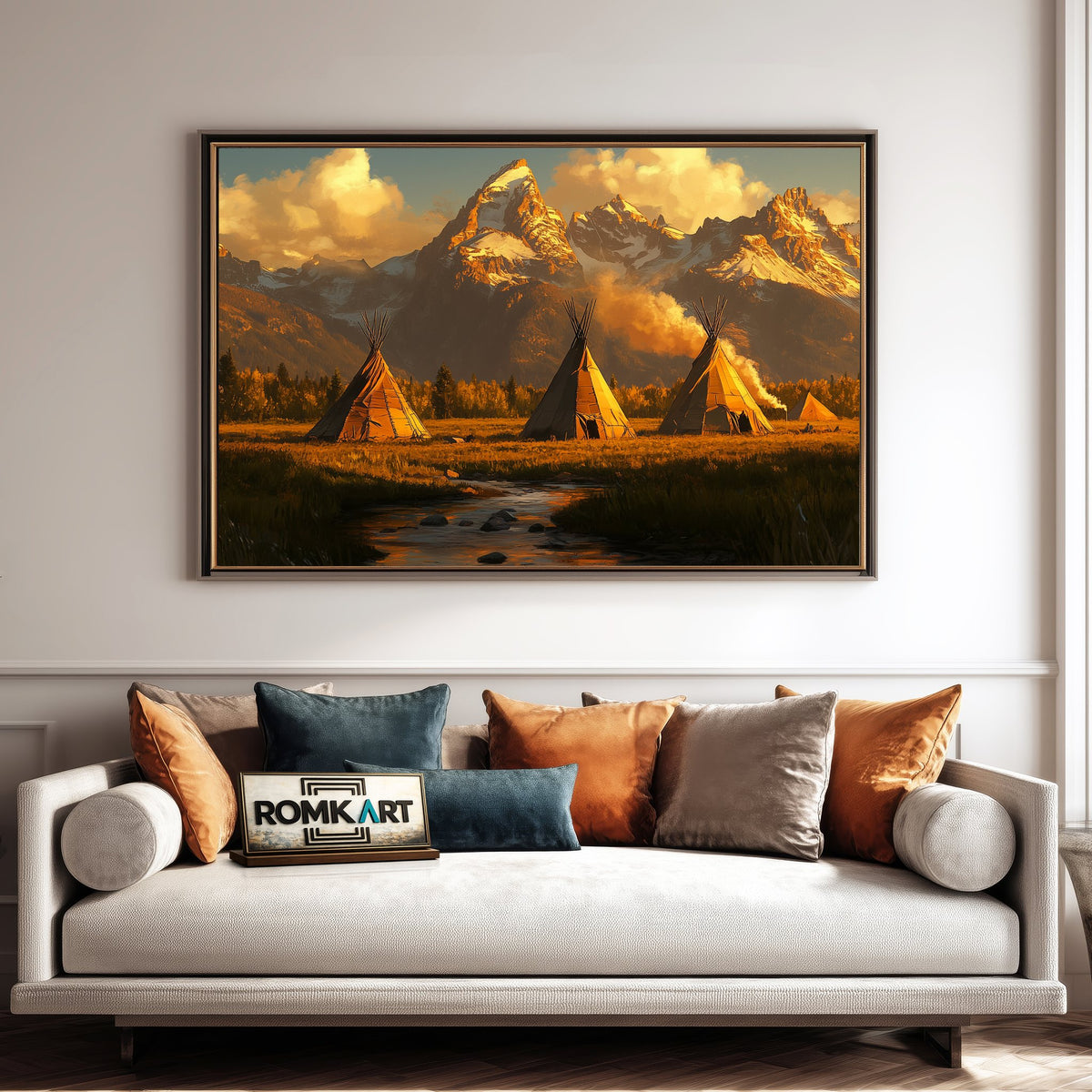 Tipi and Grand Teton mountain Landscape Oil Painting - image 4