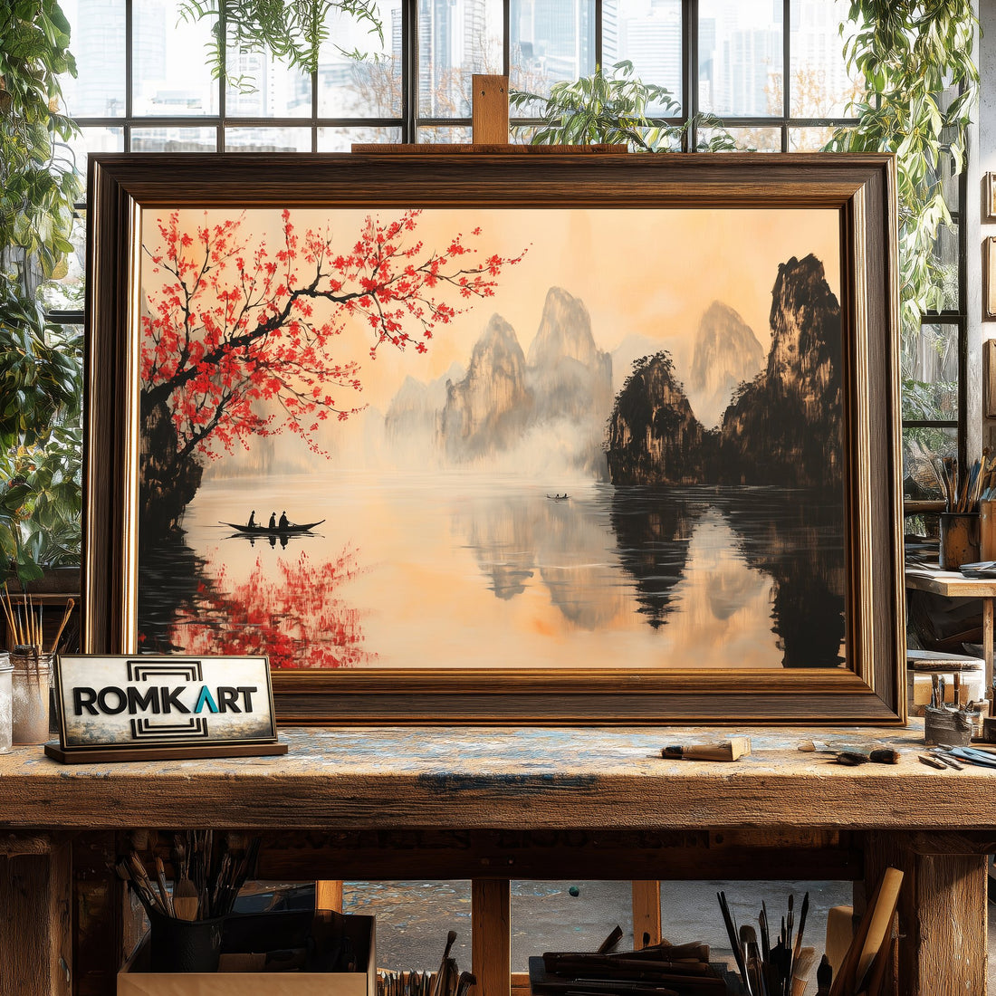 Traditional Chinese Landscape hand-painted oil painting on canvas