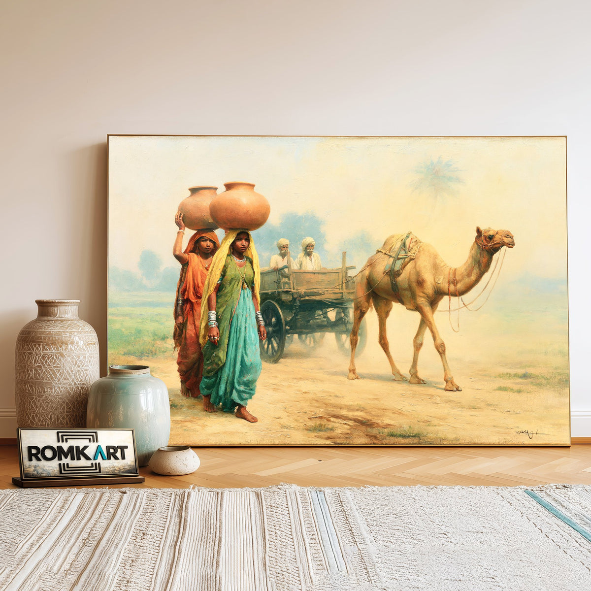 Traditional Indian Rural Oil Painting - image 3