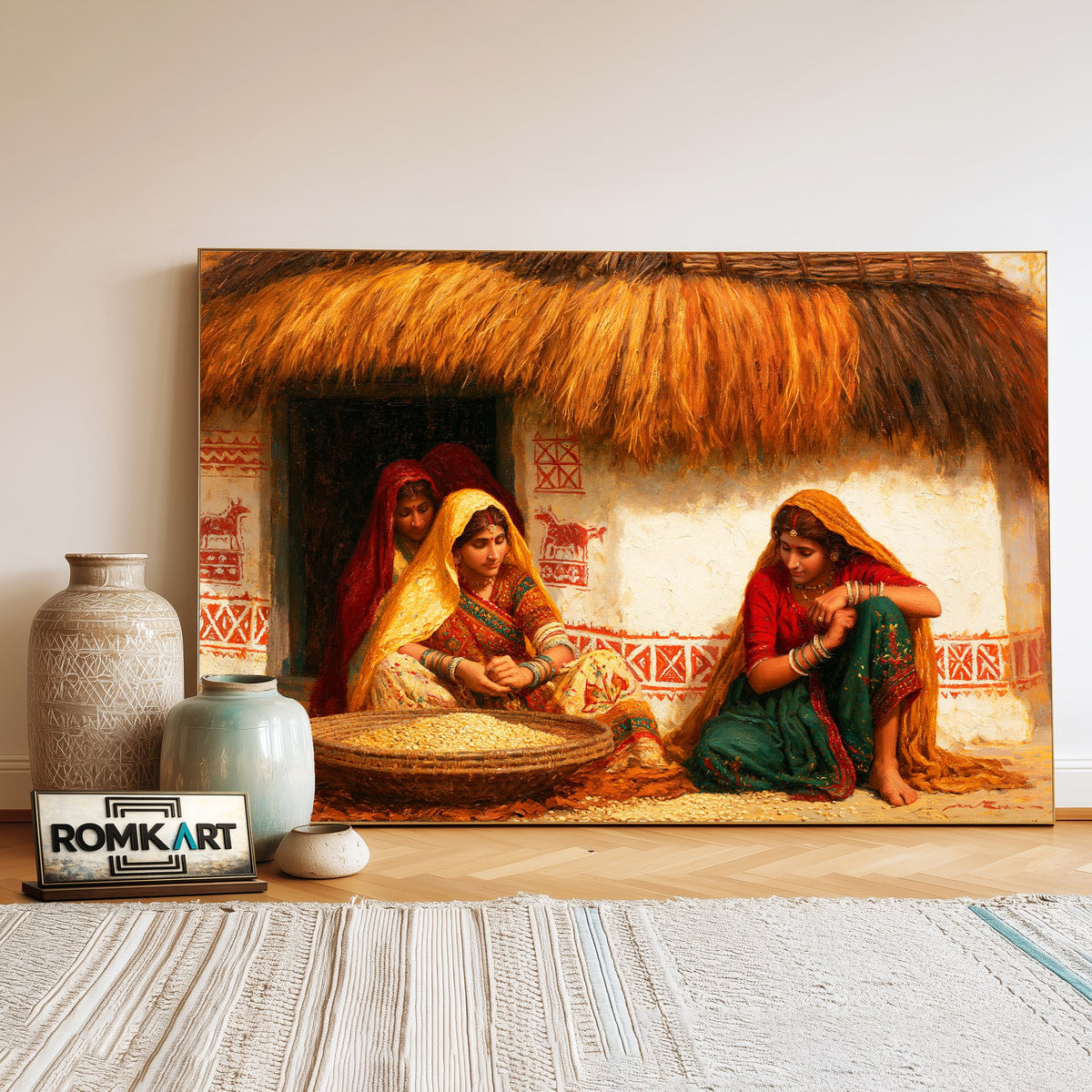 Traditional Indian village Oil Painting - image 3