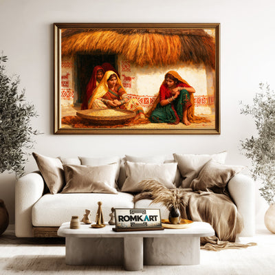 Traditional Indian village Oil Painting - image 5