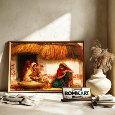 Traditional Indian village Oil Painting - image 6