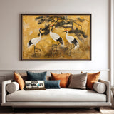 Traditional Japanese Cranes Asian Art Oil Painting - image 4
