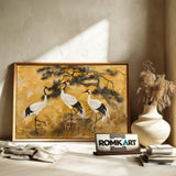 Traditional Japanese Cranes Asian Art Oil Painting - image 6