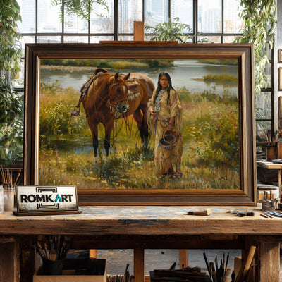 Traditional Native American Women Oil Painting - image 2