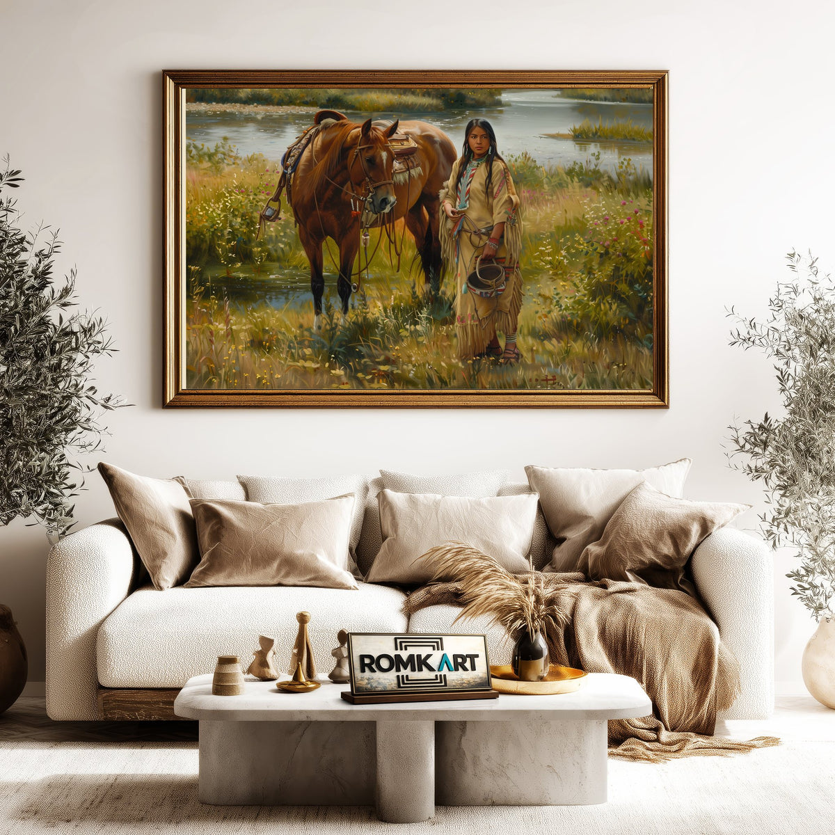 Traditional Native American Women Oil Painting - image 5