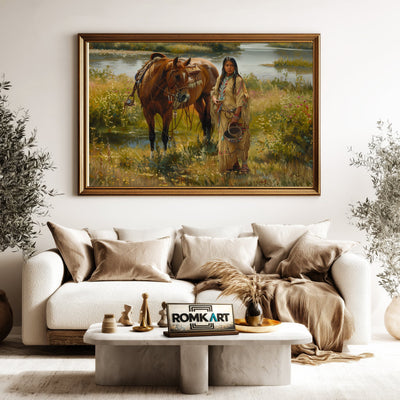 Traditional Native American Women Oil Painting - image 5