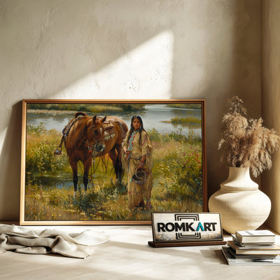 Traditional Native American Women Oil Painting - image 6